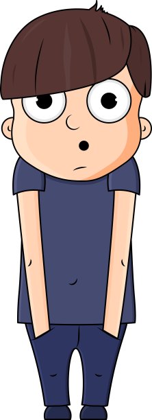 可爱的卡通男孩与惊喜的情绪。矢量图图片下载