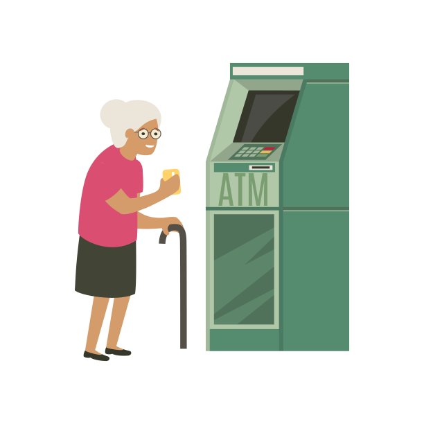 高年级学生在自动取款机上从信用卡上取钱。图片下载