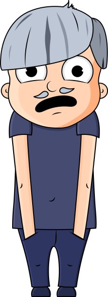 可爱的卡通小爷爷与惊喜的情绪。矢量图图片下载