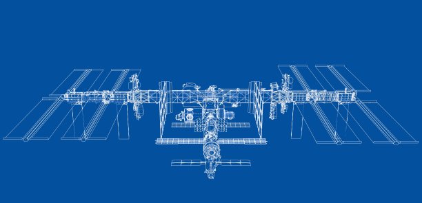 抽象的宇宙飞船大纲。向量图片下载
