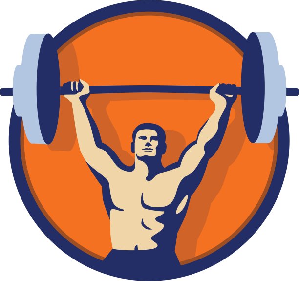 举重运动员举重杠铃圈复古图片下载