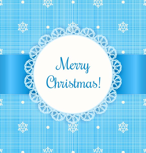 带花边标签和丝带的圣诞卡图片下载