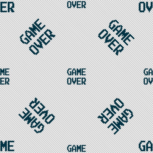 游戏结束概念图标标志。无缝图案与几何纹理。向量图片下载