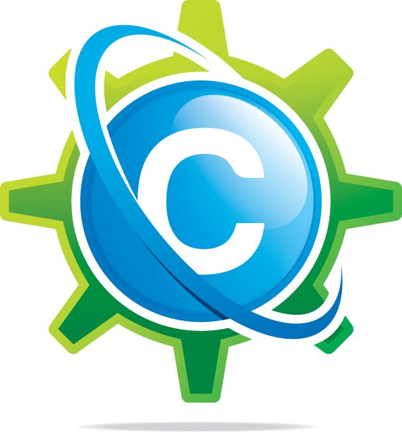 圆形地球齿轮字母C绿色图片下载