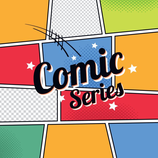 漫画模板元素与语音气泡半色调艺术图片下载