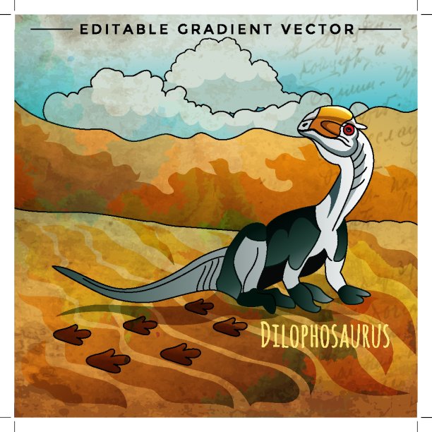 恐龙在栖息地。矢量图的dilophosaurus图片下载