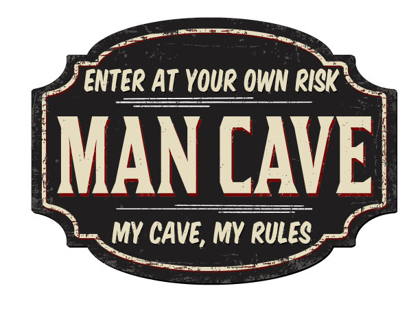 男人洞穴古董生锈的金属标志图片下载