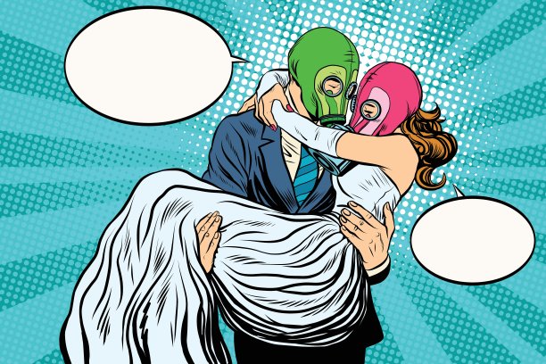 放射性末日婚礼新娘和新郎图片下载