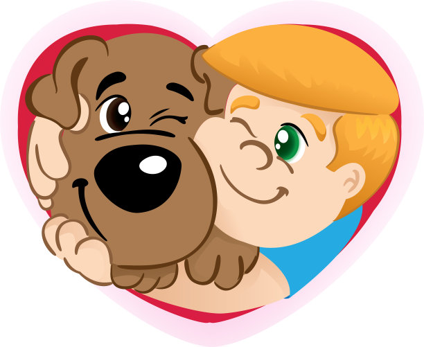 一个孩子抱着一只狗在心里图片下载