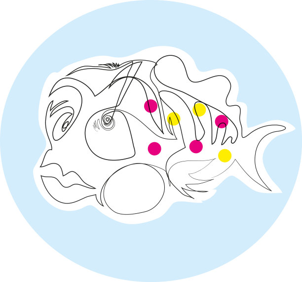 一幅连续的热带鱼漫画。图片下载