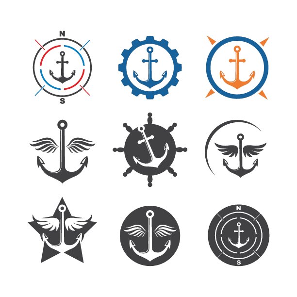 锚图标标志矢量插图图片下载