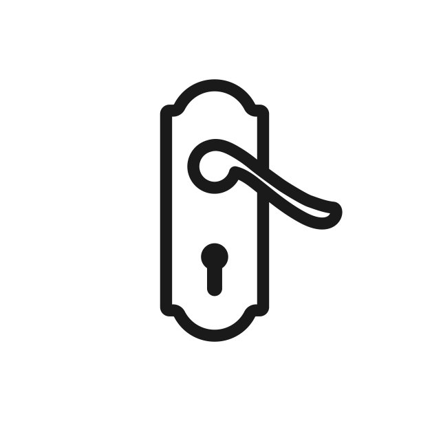 锁矢量图标，门把手图标在时尚的平面风格图片下载
