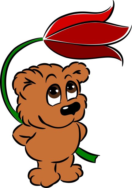 可爱的熊拿着一朵花图片下载