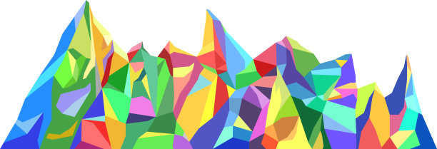 色彩丰富的山在低聚风格。多边形山的山脊。向量景观背景图片下载