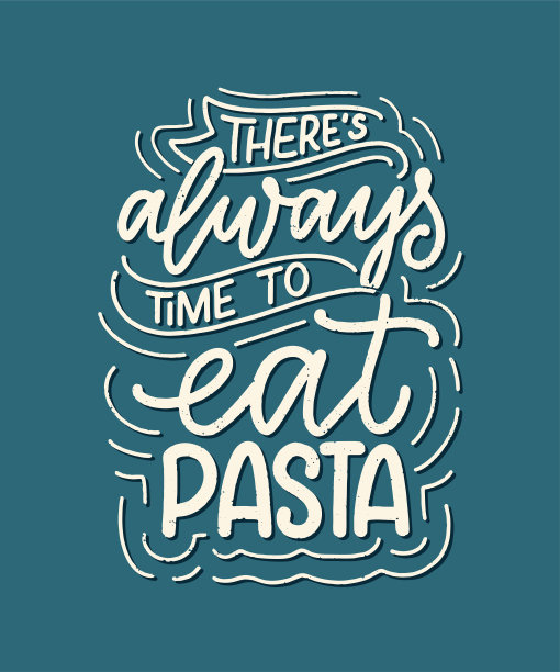 关于意大利面手绘版画的引用。菜单设计排版。餐厅海报或打印模板。有趣的概念。向量图片下载