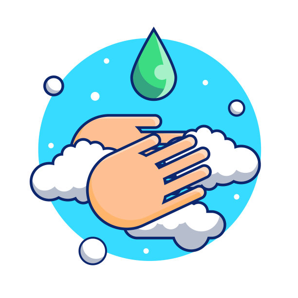 用洗手液洗手。防止病毒，细菌，细菌。肥皂泡，泡沫，滴。矢量插图。孤立的图标上的白色背景。图片下载