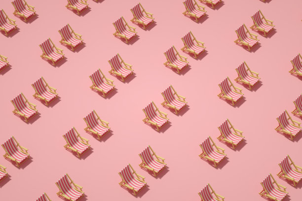 沙滩椅，简约的夏季概念图片下载