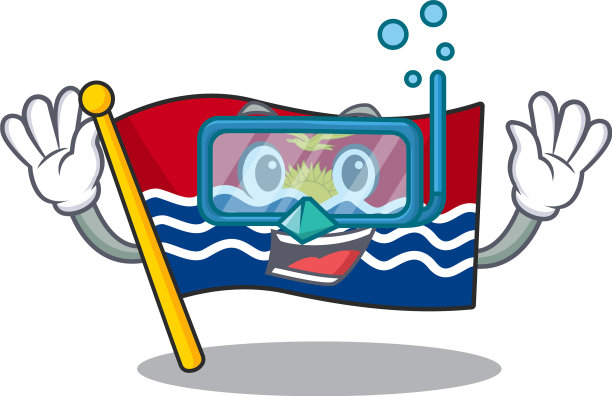 卡通吉祥物的旗帜基里巴斯卷轴图片下载