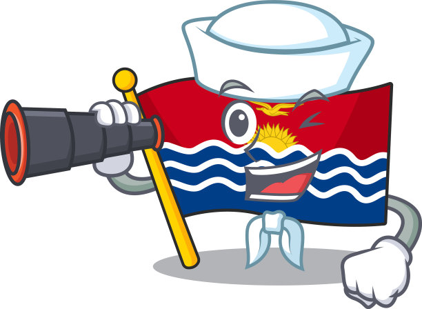 快乐水手旗基里巴斯卡通画卷设计图片下载