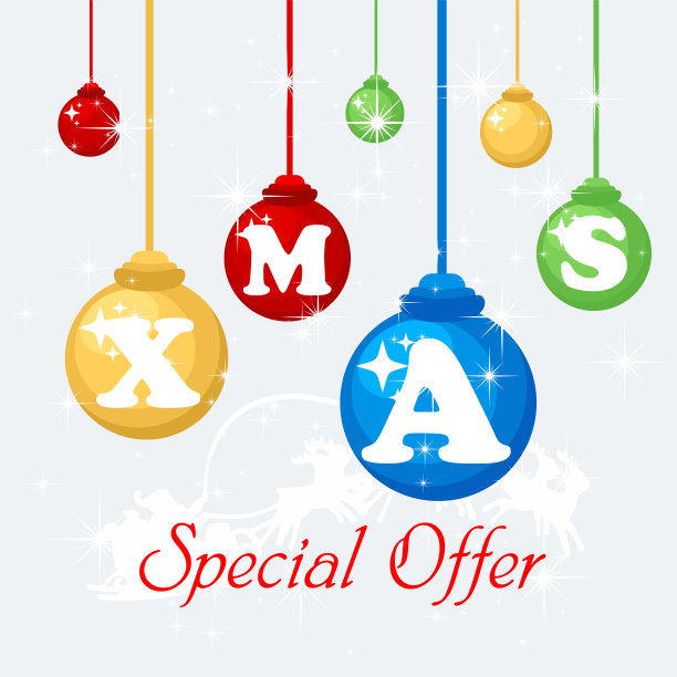 挂着闪闪发光的雪花的圣诞促销横幅图片下载