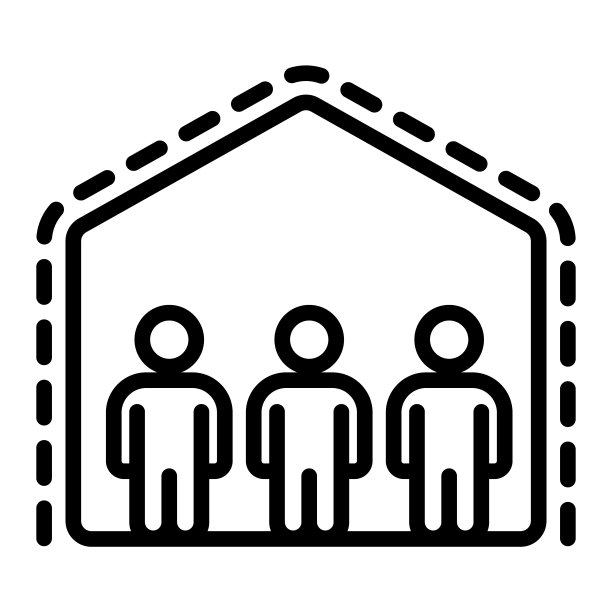 待在家线矢量图标孤立在白色背景。2019 - ncov预防冠状病毒。一群人或家庭在家里的图标图片下载