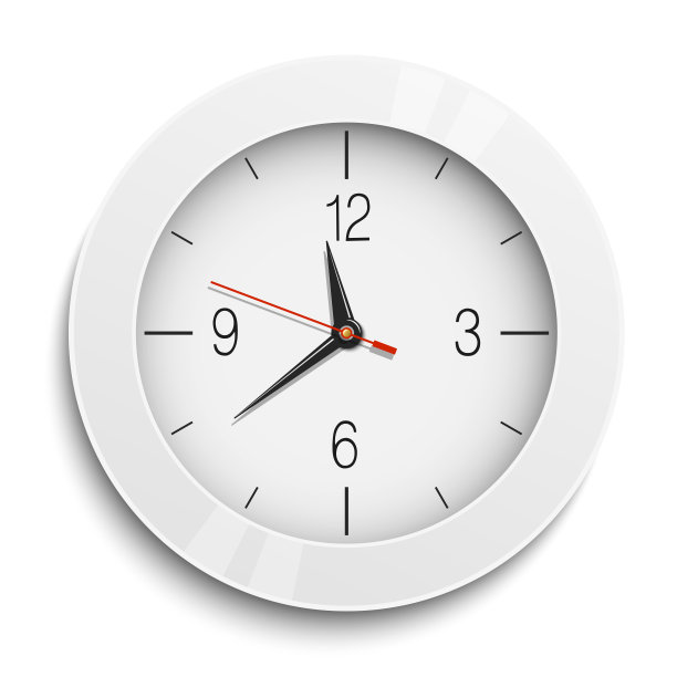 圆挂钟白色光泽体孤立在白色背景上图片下载