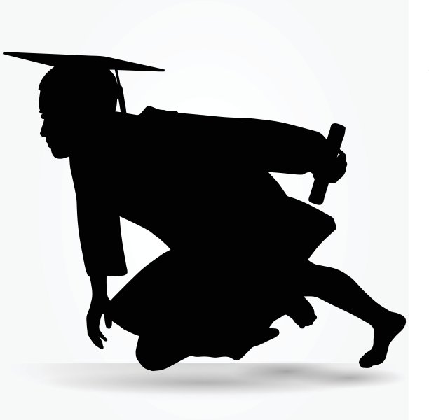 穿着长袍的女孩剪影图片下载