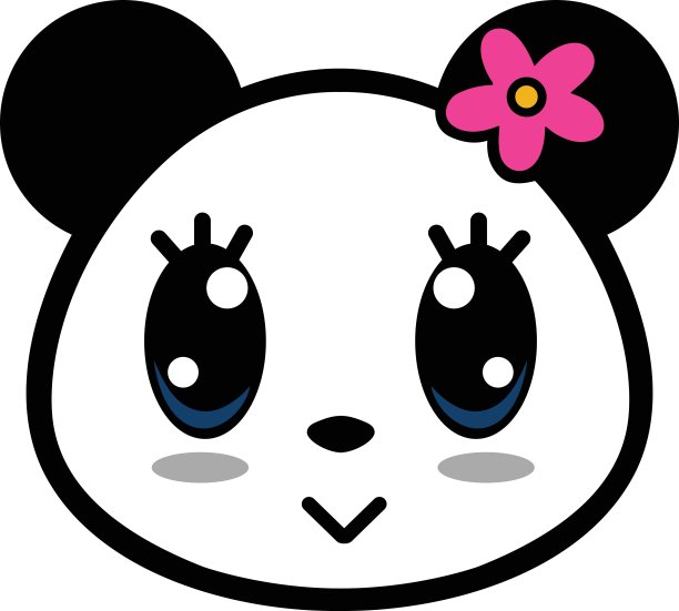 可爱的熊猫女孩卡通图片下载