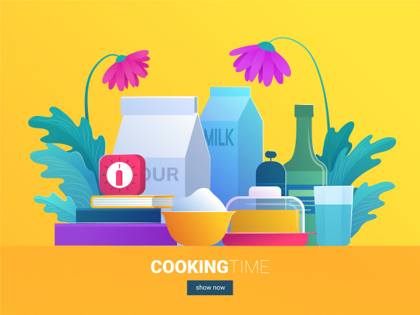 烹饪时间网络概念。食品配料图片下载