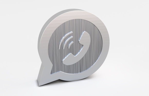 3d渲染的whatsapp金属标志孤立的白色背景图片下载