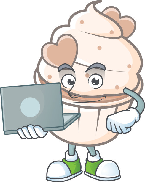 一个聪明的白色奶油蛋糕吉祥物角色图片下载