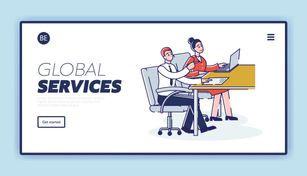 教育的概念。网站登录页面。坐在课桌前的快乐男女学生。人们使用笔记本电脑和笔记本做笔记。网页卡通线性轮廓平面矢量插图图片下载