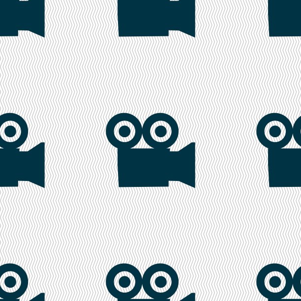 摄像机图标标志。无缝图案与几何纹理。向量图片下载