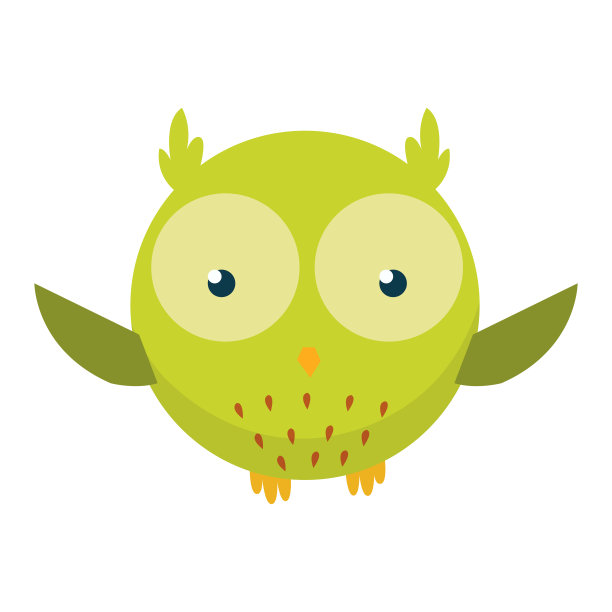 可爱有趣的猫头鹰。森林里的鸟。装饰和风格玩具，娃娃。快乐快乐的小鸟在平面风格。孤立儿童卡通插图，印刷或贴纸图片下载