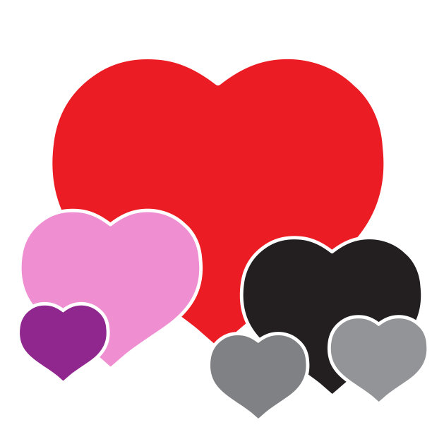 多色重叠心形符号图片下载