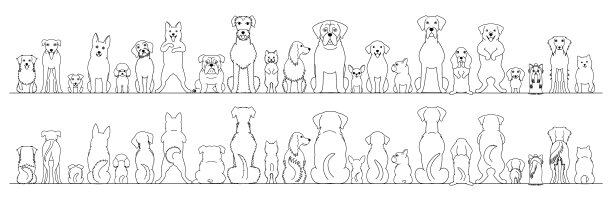 狗大边框设置，线条艺术图片下载