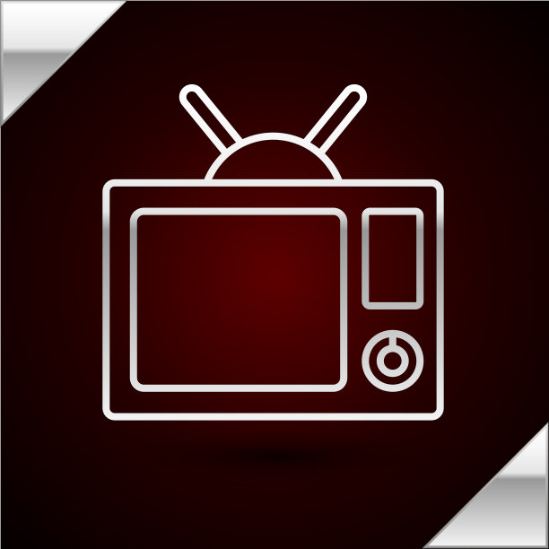 银线电视图标孤立在暗红色图片下载
