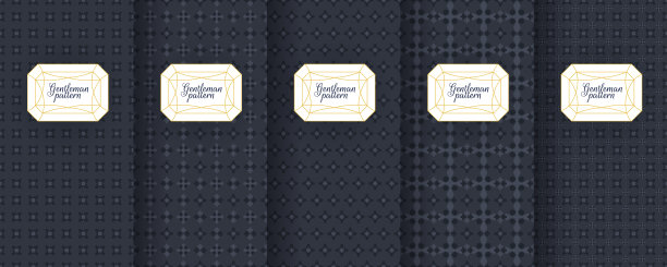 一套黑暗的复古无缝背景豪华包装设计。图片下载