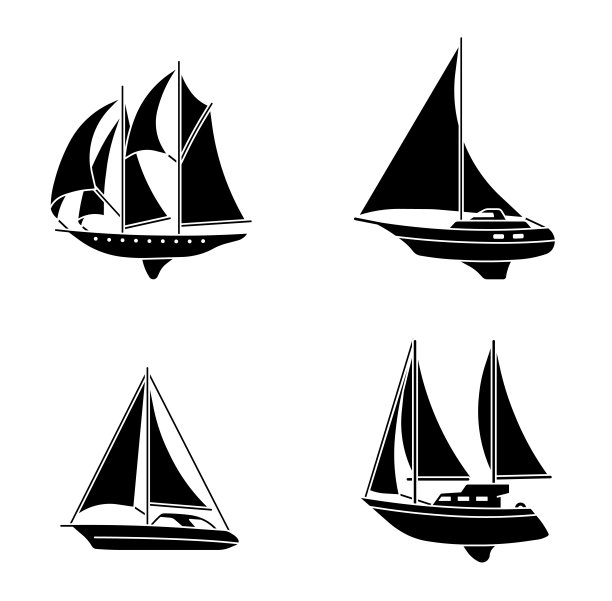 一组帆船。老式帆船。图片下载