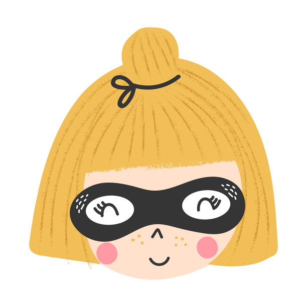 可爱的孩子卡通红发超级英雄女孩。矢量插图。图片下载