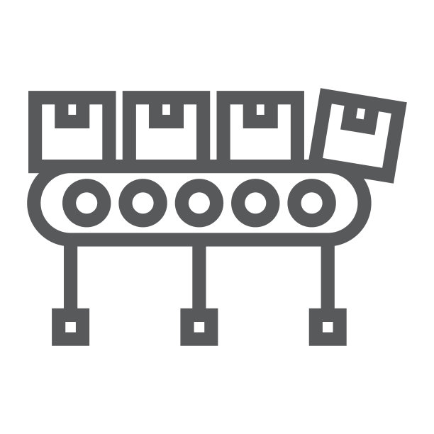 输送带与纸箱线图标，物流和配送，工厂输送带标志矢量图形，白色背景上的线性图标，eps 10。图片下载