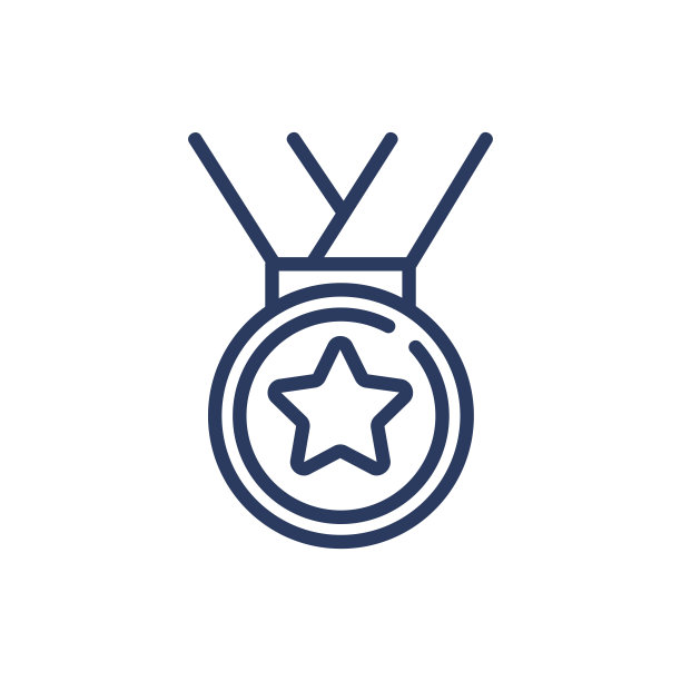 挂着奖牌的细线图标图片下载