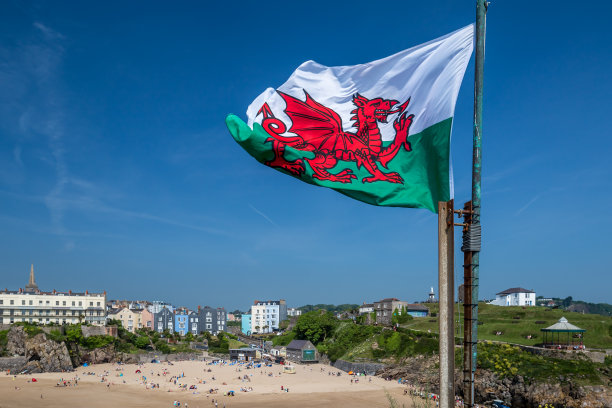 彭布鲁克郡滕比郡的威尔士旗图片下载