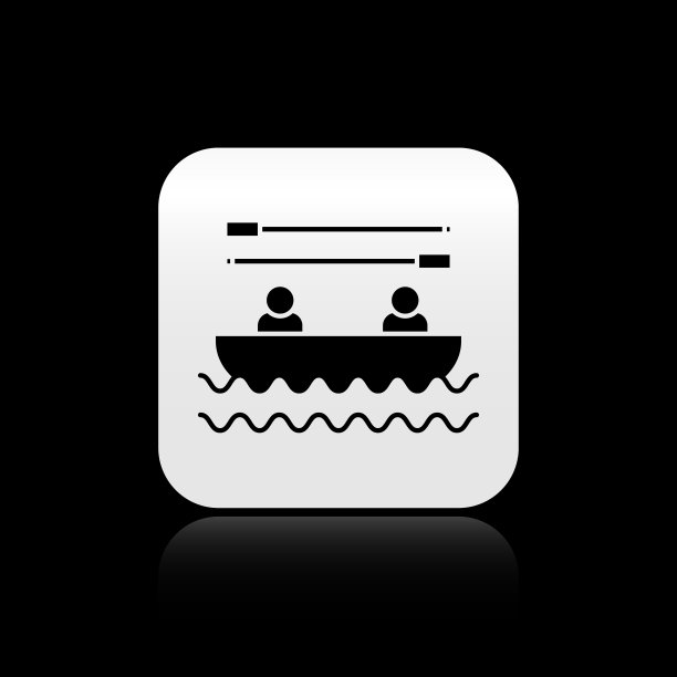 黑色船与桨和人的图标孤立上图片下载