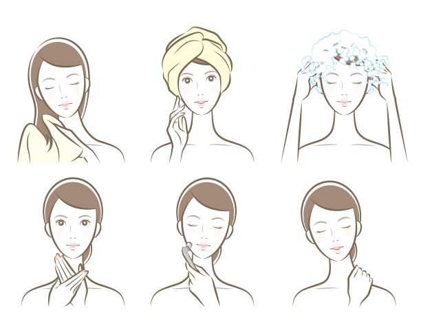 一个女人做皮肤护理的插图图片下载