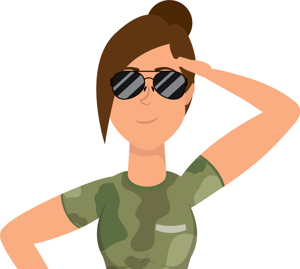 年轻女子与军服性格图片下载