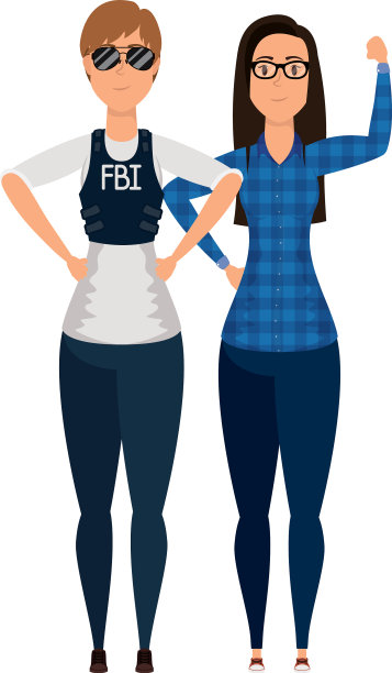 年轻的联邦探员和女孩角色图片下载