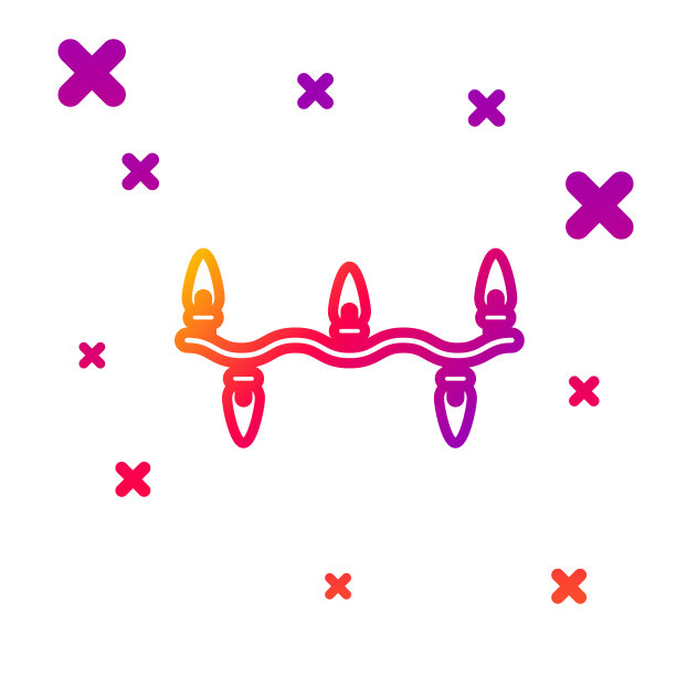 彩色线圣诞灯图标孤立在白色图片下载