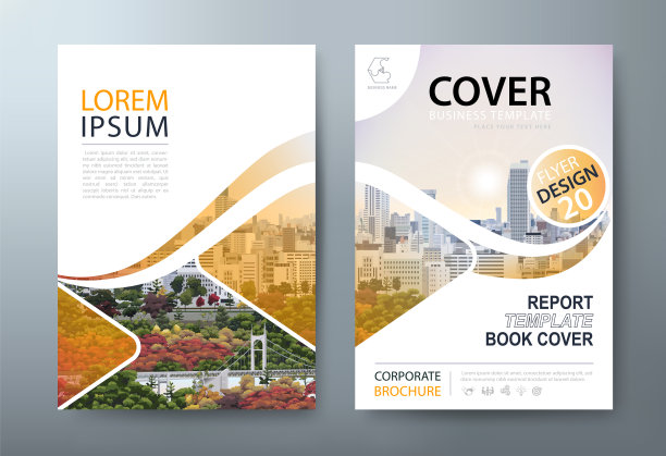 年度报告宣传册设计，单张展示，书籍封面模板，A4尺寸版面。图片下载