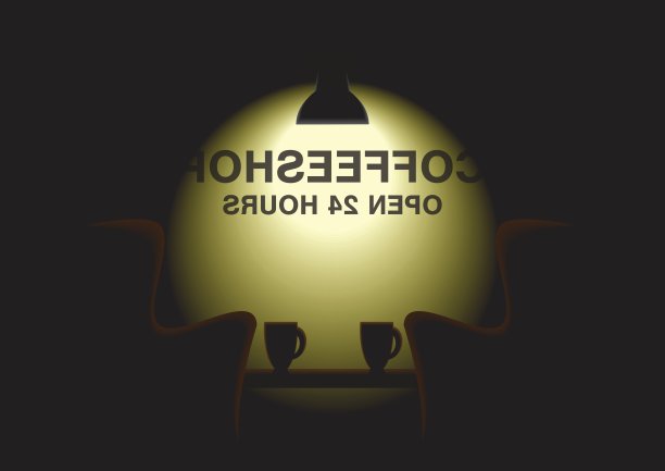 暗室——晚上的咖啡店图片下载